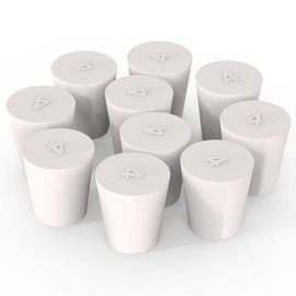 XCD Solid Rubber Stoppers (10-Pack), 4# Dia. 19.5 mm/0.77" x 26 mm/1.02", Length 28 mm/1.10" White Tapered Lab Seal Rubber Stoppers Fits Flask, Test Tube and Other Glassware with 24/40 Joint