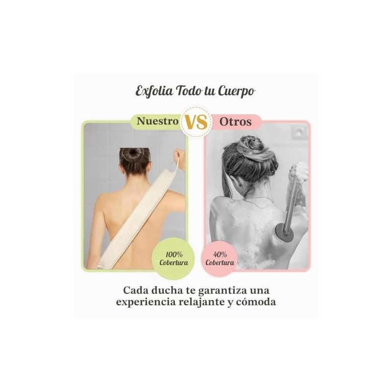 Esponja de lufa natural para la espalda, exfoliante corporal, exfoliante