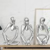 Silver Sculpture 3 Pcs Thinker Statue Set Abstract Sculptures Home