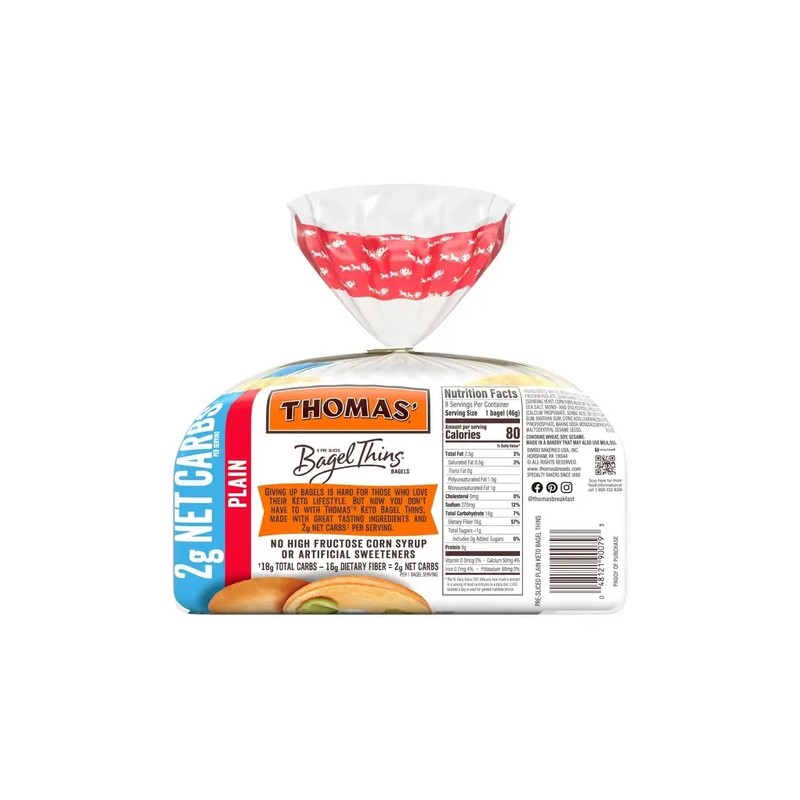 Pan Bagel Keto Thomas Delgados Keto Bagel Thins, 8 Pack