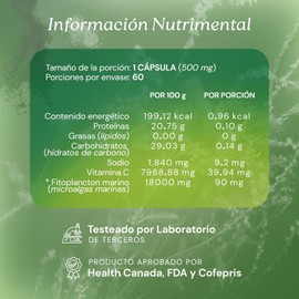 SEREMONY - Holístico Microalgas Marinas Salvajes - Suplemento Alimenticio 60 Cápsulas - Mezcla de Microalgas con Vitaminas A, B, C y E, Aminoácidos Esenciales y Ácidos Grasos - Fitoplancton Marino - 100% Natural y Multivitamínico