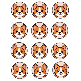Sweets Party Treats 12 Corgi Party Corgi Cupcake Toppers EDIBLE Paper Corgi Birthday Puppy Party