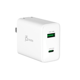 j5create 67W GaN USB-C 2-Port Charger, White, JUP2367