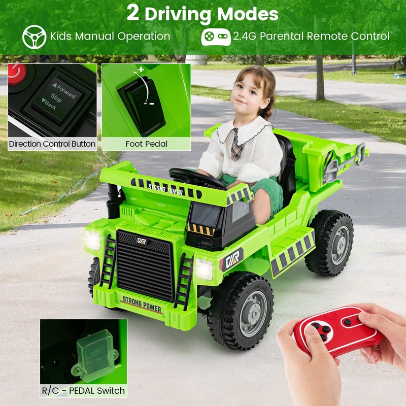HONEY JOY Ride on Dump Truck, 12V Electric Cars for