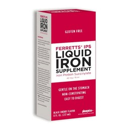 Ferretts IPS Liquid Iron Supplement (40mg Elemental Iron per 15ml) 8 Fl Oz. of Black Cherry Flavored, for Kids & Adults - Gentle & Non-Constipating Yummy Liquid Iron Supplement
