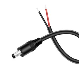Fancasee 16AWG DC Power Pigtail Cable, 5.5mm x 2.5mm DC Barrel Male Plug Jack Connector to Bare Wire Power Supply Adapter Repair Cord for CCTV Surveillance Security Camera LED Strip, 1FT