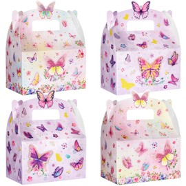 WERNNSAI Butterfly Party Treat Boxes - 12 Pcs Butterfly Floral Party Favor Boxes Paper Candies Goodies Gift Boxes for Girls Women Birthday Party Decoration Supplies Bridal Shower Wedding