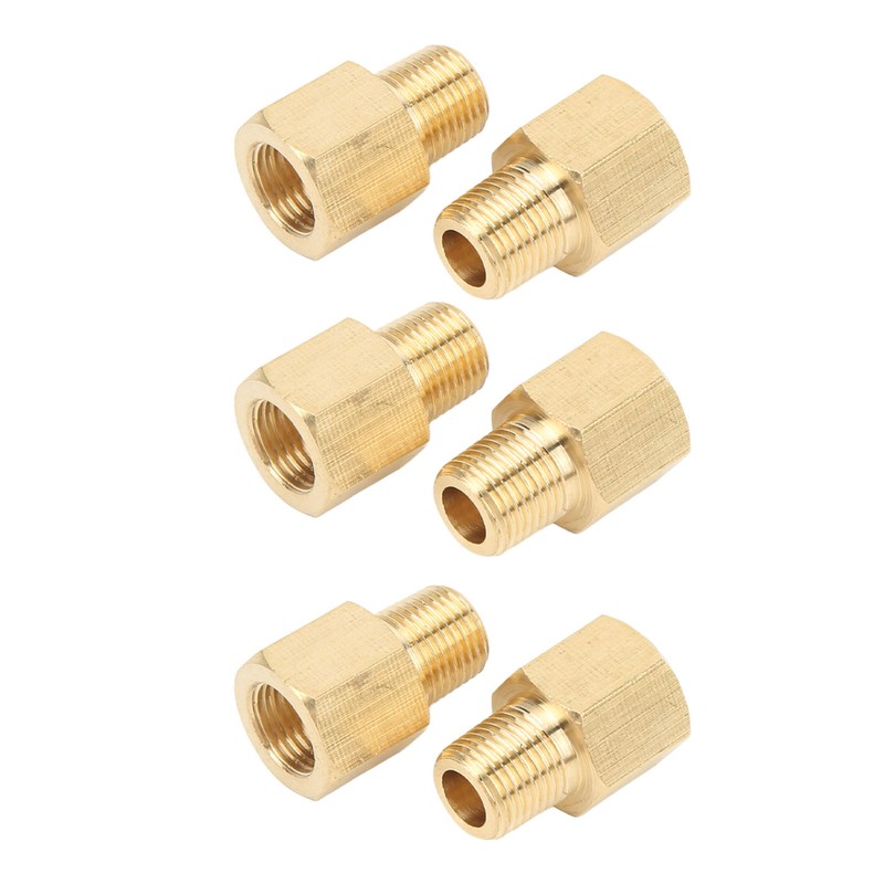 6PCs Brass Pipe Fitting Adapter 1/8 BSPT Female NPT Vehicle