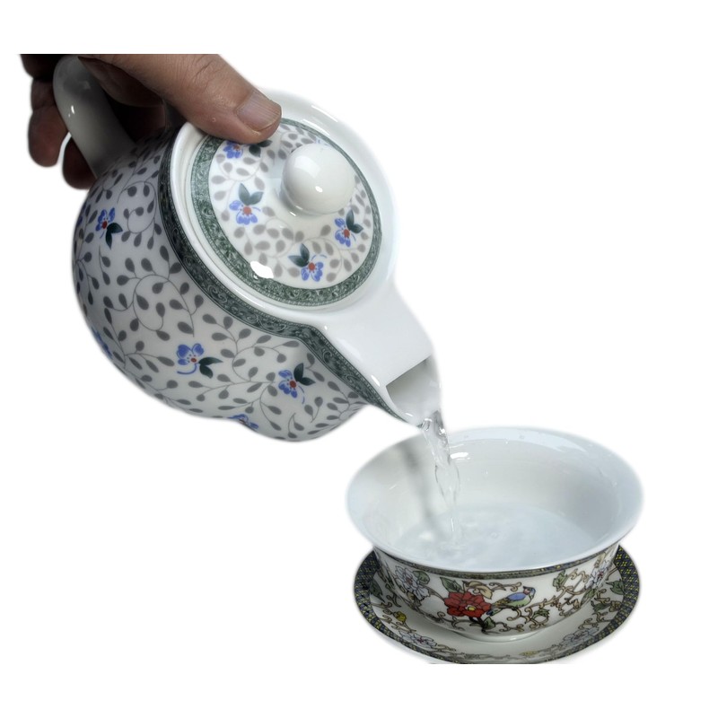 Porcelain Teapot 500ml Kettle with Removable Stainless Steel Infuser (Flower)