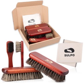 SULPO Schuhbürsten Set - weiche Rosshaar Schuhbürste, hochwertige Schuhpflege mit sanften, langlebigen Borsten