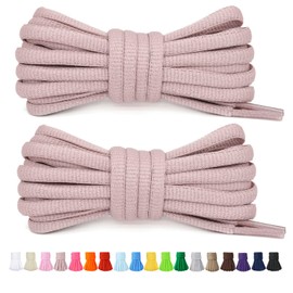 Stepace 2 Pairs of 6 mm Round Shoelaces for Trainers 60 cm - 200 cm Length 18 Coloured Oval Shoelaces, Nude Pink (Naked Pink)