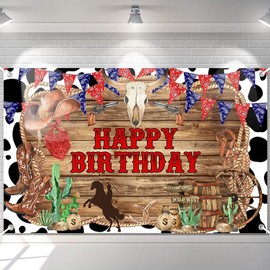Avezano Avezano Cowboy Birthday Banner Western Cowboy Theme Birthday Party Decorations Retro Wooden Floor First Rodeo Photo Backdrop Background for Boy 70.8 x 43.3 Inches
