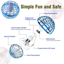 NMS-TEK Flying Orb Ball Boomerang Ball Toy, Remote Controlled Cosmic Globe 360 Degrees Rotating Flying Spinner, Hover Ball Mini Drone for Kids Unisex Gift,6+Age Indoor and Outdoor. (Blue)