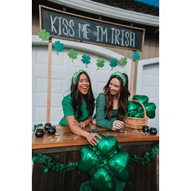PHALIN St. Patrick’s Day Headband for Women Green Lucky Shamrock Headband Embellished Rhinestone Crystal Pearl Knotted Headband St. Patrick’s Day Hair Accessories Irish Holiday Gifts (Shamrock 3)