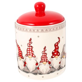 Angoily Christmas Cookie Jars Ceramic Gnome Candy Jar Tea Can with Lid for Christmas Decor, CenterPcs, Bedroom, Assorted Color