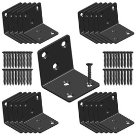 Black Stainless Steel Corner Bracket,Joint Right Angle Bracket,L Shape Heavy Duty Metal Corner Brace Supporter for Wood Aufuga (Black_2x2x2inch, 20)