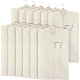 Aliceset 12 Packs 40.16 Inches Cotton Garment Bags for Hanging Clothes, Canvas Suit Bags for Clothes Coats Jackets Shirts Closet Storage Travel Gusseted Hanging Garment Cover
