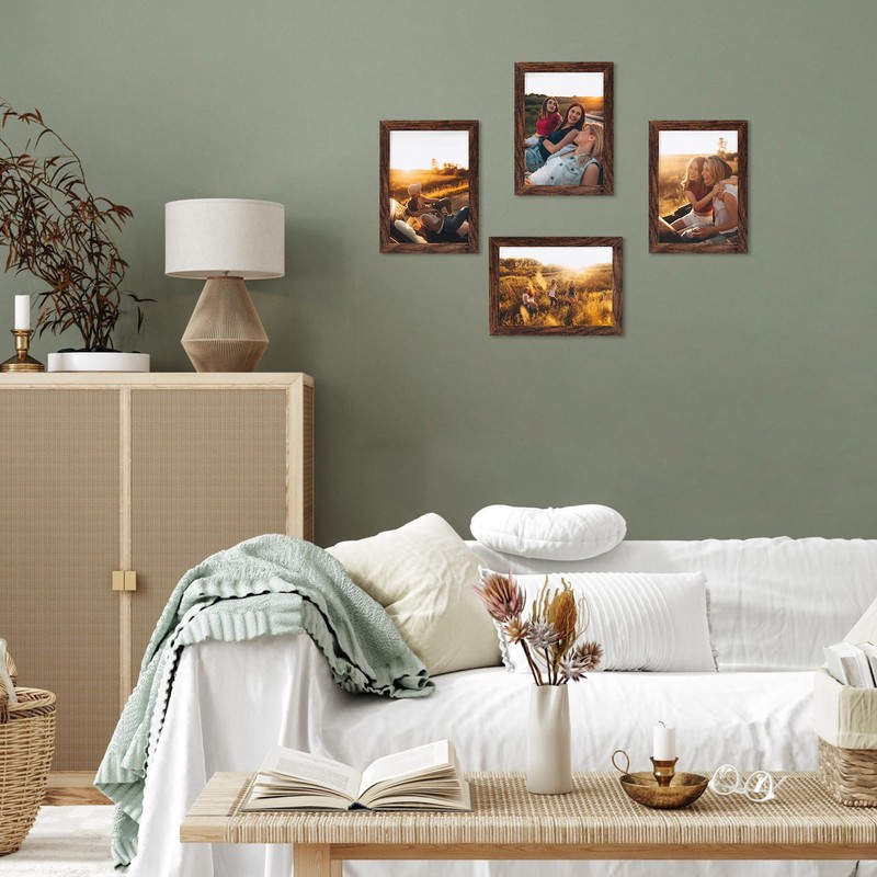 PETAFLOP Wooden Bulk 5x7 Picture Frame Set of 18, Rustic