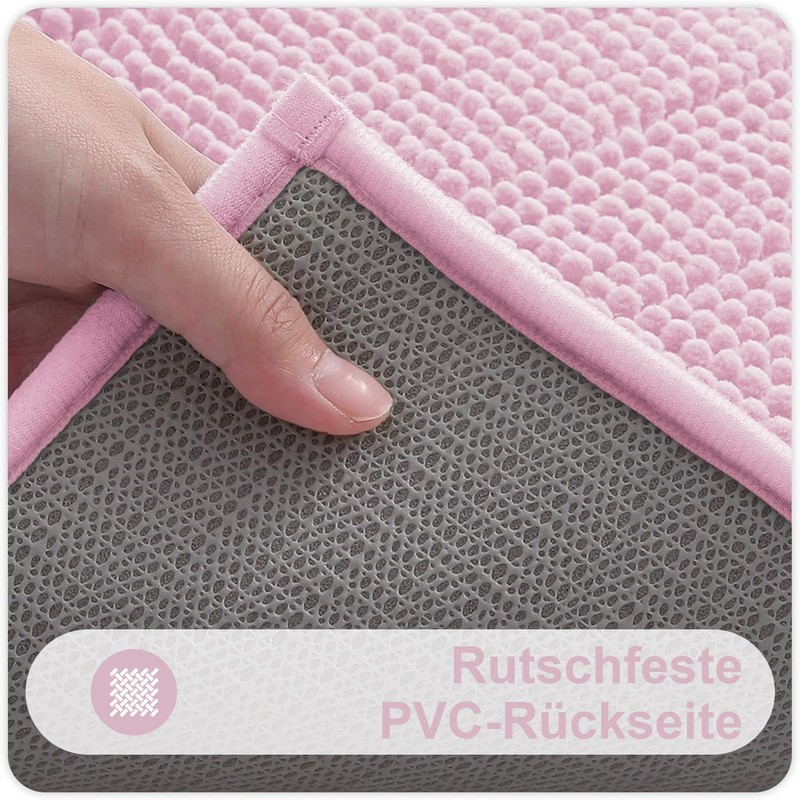Homaxy Chenille Bathroom Rug, Non-Slip Bath Mat, Washable Bath Mat,