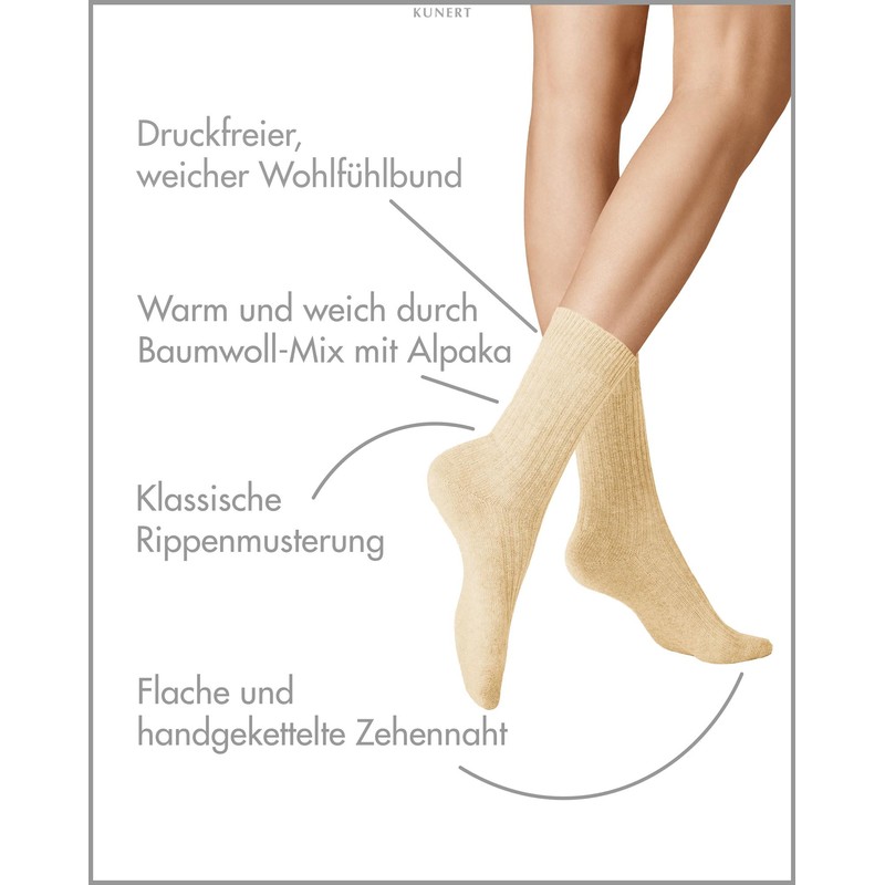 KUNERT Winter Dreams Women's Socks - Rib Soft, Winter white