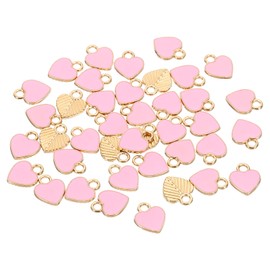 PATIKIL 12x10mm Enamel Charm, 40Pcs Alloy Heart Charm Pendant for Jewelry Making Necklace Bracelets DIY Accessories, Pink