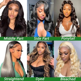 Real Hair Wig, Body Wave Human Hair Wig, 13 x 6 Lace Front Wig, Straight Real Hair Wig for Women, Black Wigs, 100% Brazilian Real Hair Wigs with Baby Hair, 150% Density, 16 Inches