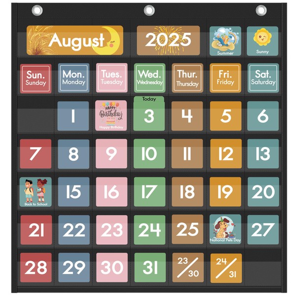 Yoink 46 Pockets Classroom Calendar Pocket Chart with 77 Cards,