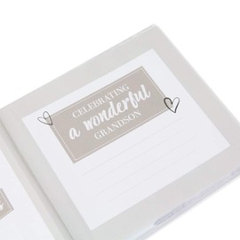 Happy Homewares Modern White Special Grandson Photo Album with Gold Foil Text - Holds 80 4x6 Pictures - Perfect Grandson Gift Idea