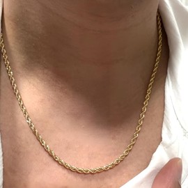 INCREDIBLE CHIC COLLECTIONS Luxury 24K Gold Plated Rope Chain – 3MM Diamond Cut, Real Gold Layered, Bling Necklace, 20", Gold, No Gemstone
