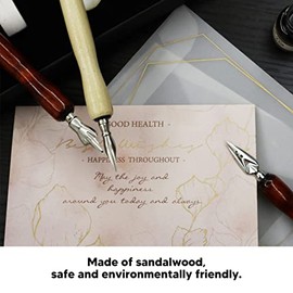 10 Pcs Dip Pen Set Nib Pen Holder Comic Dip Speedball Wooden Pen Nib Holder for Art Painting English Calligraphy (Annatto Color)