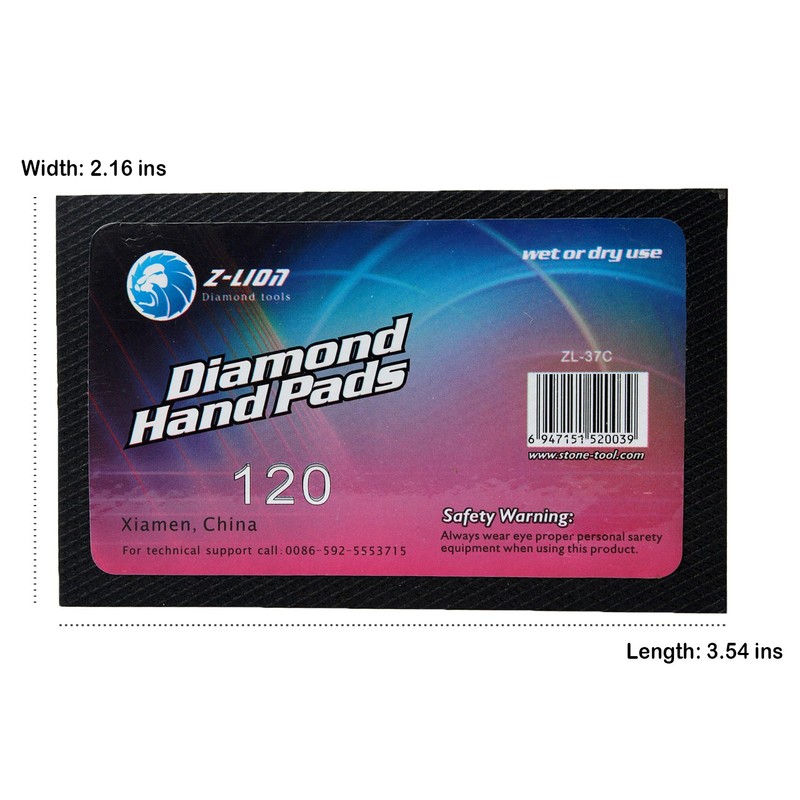 Z-LION Glass Stone Diamond Hand Polishing Pads Electroplated Grit 120