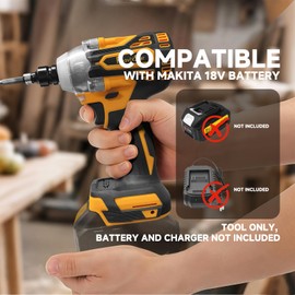 20V MAX Cordless Impact Wrench, 1/2" Brushless Motor High Torque Impact Gun, Variable Speed, Compatible with Makita 18V Battery (Tool Only, No Battery and Charger Included)