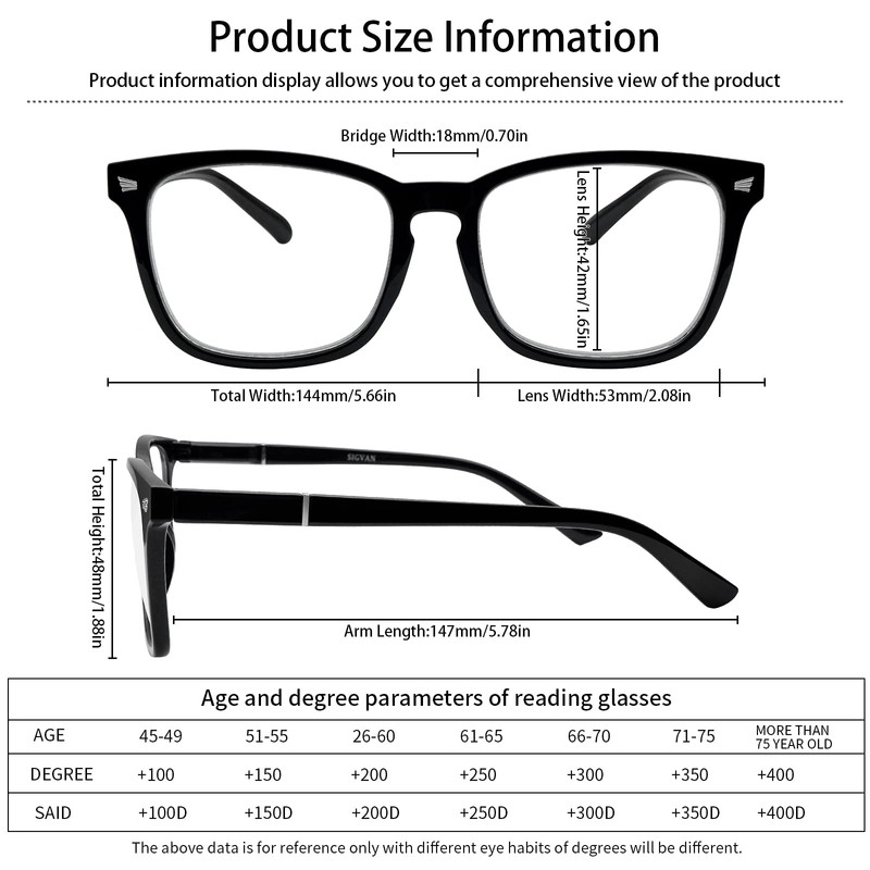 SIGVAN 5 Pack Blue Light Blocking Reading Glasses Fashion Square