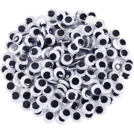 200 Pieces Wiggle Eyes, FEBSNOW Googly Eyes Self Adhesive Black White Plastic Googly Eyes Mixed Assorted Sizes Sticker Eyes for DIY Crafts Decoration(12mm)