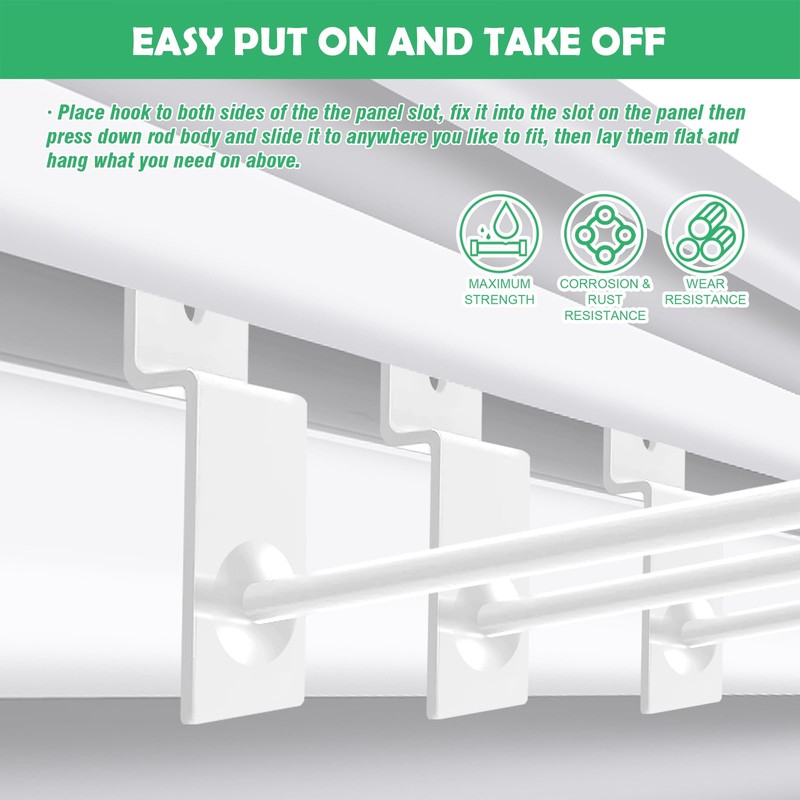 Yauhar 40Pcs 2/4/6/8 Inches White Slatwall Panel Hooks Assortment Set,