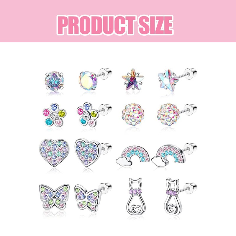 8 Pairs Kids Earrings,Hypoallergenic Earrings for Girls, Women, Cute Small