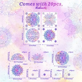 Kazova Mandala Wall Art Decals Color Mandala Wall Stickers Mandala Wall Decal Flower Wall Sticker Heart Chakra Window Decal Yoga Lotus Wall Decor Removable Mandala Wall Sticker Headboard Wall Sticker