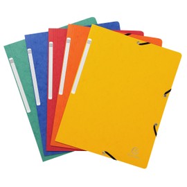 Exacompta - Ref 55410E - Elasticated Folders - Suitable for Storing A4 Documents, 355gsm Glossy Card, Spine Label, Expandable for Additional Documents - Assorted Colours (Pack of 10)