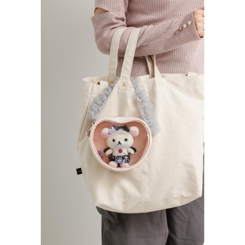 San-X Rilakkuma "Korilakkuma" Heart Clear Pouch, CA67201, Size: Approx. 5.5