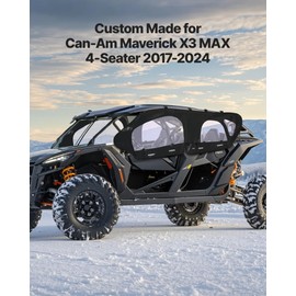 VEVOR Cab Enclosure Upper Doors, Compatible with Can-Am Maverick X3 MAX 4-Seater 2017-2024, Soft Upper Doors, Windproof Upgraded Zipper UTV Soft Side Window Kit, Work with Roof and Partial Windshields