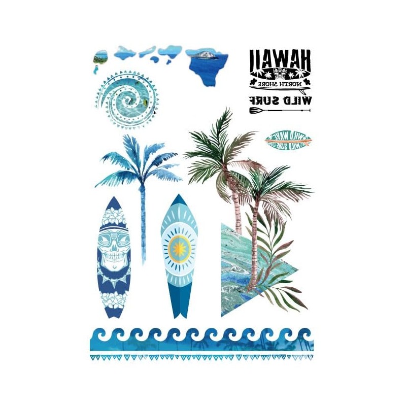 LC007 08 Surf Tattoos, Palm Trees Tattoos, Waves, Surfboard Tattoos,
