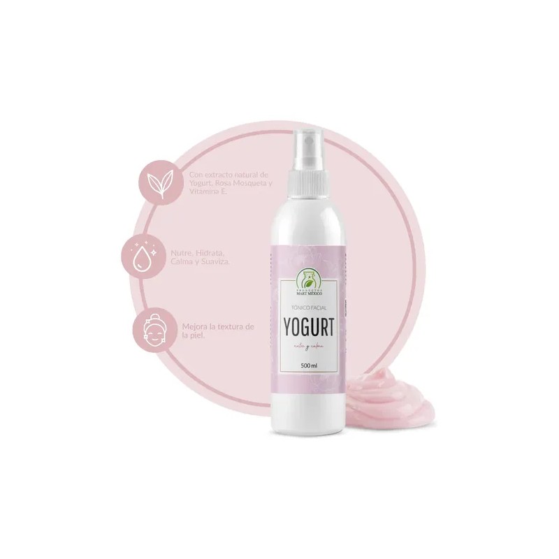 Tónico Facial de Yogurt 500 ml Hipoalergénico Sin Parabenos