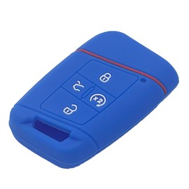 LemSa 2pcs Silicone 4 Buttons Smart Key Fob Cover Remote Keyless Entry Bag Compatible with 2021 2020 2019 VW Volkswagen Tiguan Atlas Jetta Passat Golf Alltrack Push Start, Black Blue