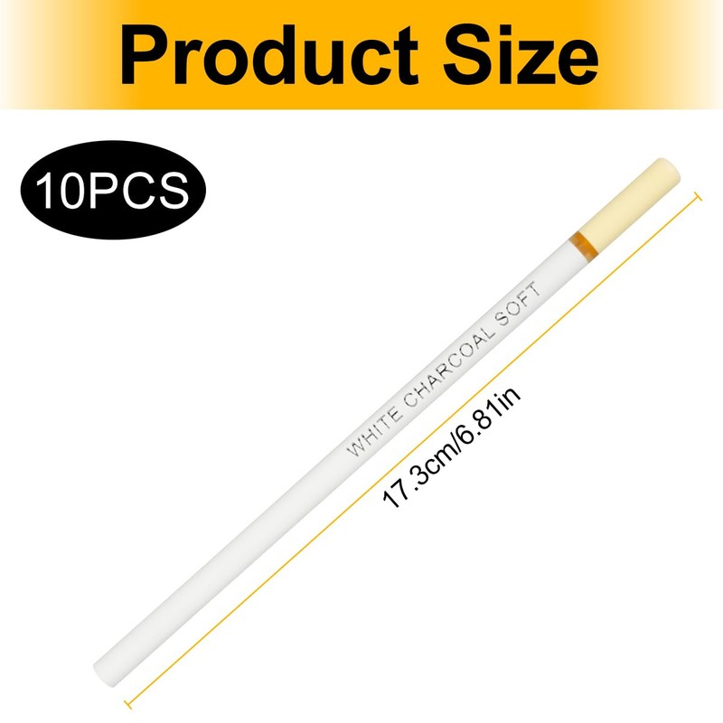 Lotsdonxia 10PCS White Charcoal High Gloss Sketch Pen Layered Three-Dimensional