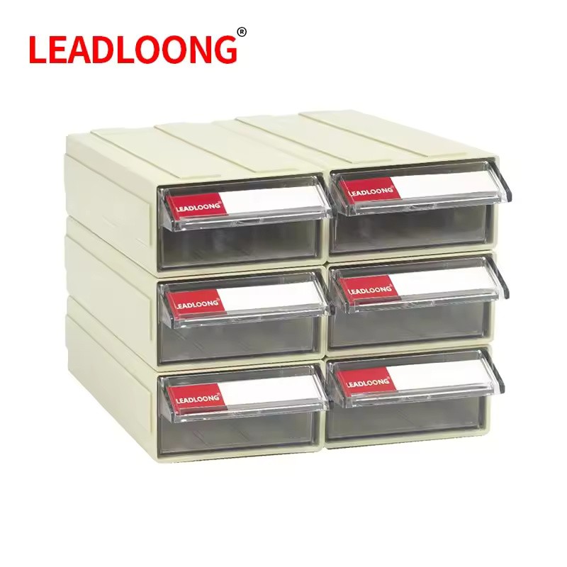 6-Pack Stackable Plastic Desktop Parts Storage Drawers with Labels