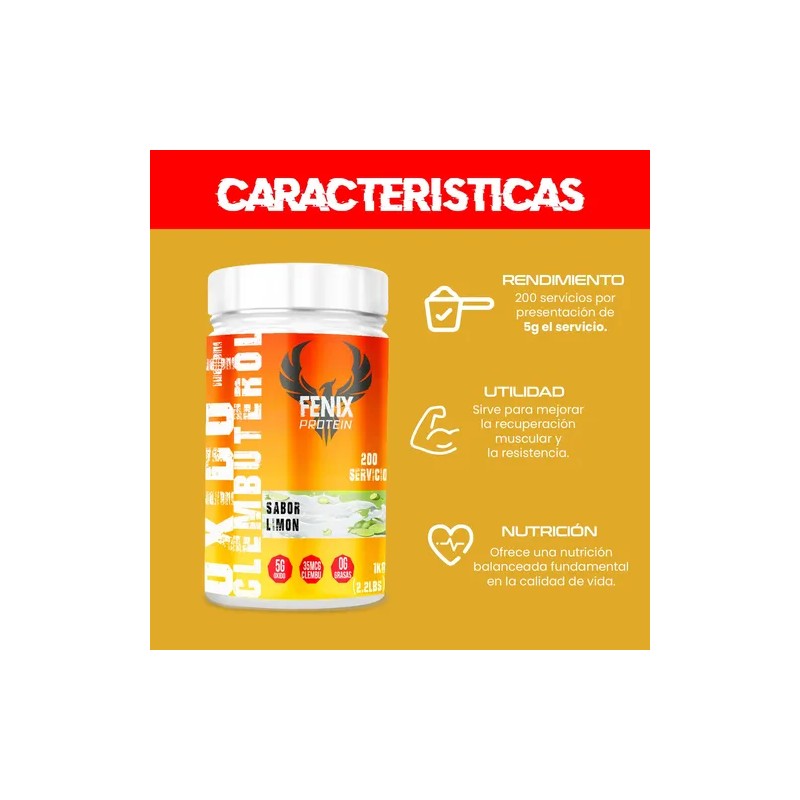 Óxido Nítrico + Clembu Pre Entreno Fenix Protein 1kg Sabores