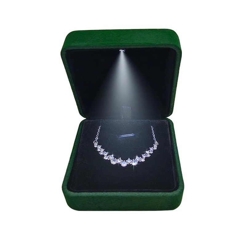 GBYAN Pendant Necklace Box with LED Light, Necklace Gift Box