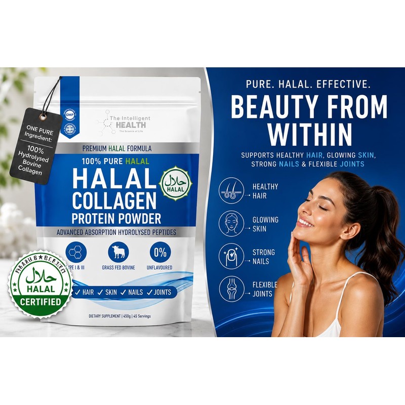 The Intelligent Health Halal Collagen Powder, Bovine Peptides, 450g