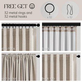 Topfinel 108 Inches Long Blackout Linen Curtains for Living Room,Extra Long Panels Large Window Room Darkening Textured Cold Block Rustic Acoustic Heavy Ivory Track Curtains 2 Panels