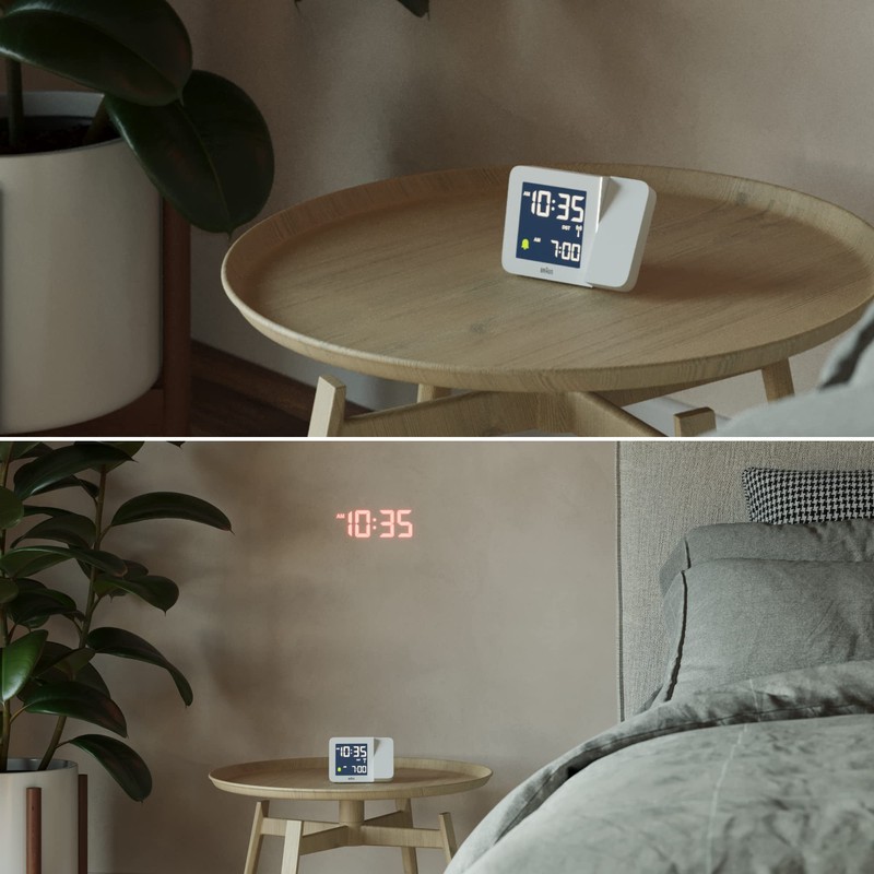 Braun Digital Projection Alarm Clock with 4 Backlight Options, Negative